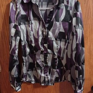 Silky Purple and Black Dress Shirt Size S